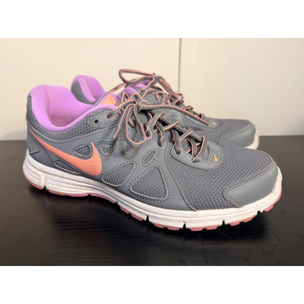 Nike Womens Running Shoes Size 10 Revolution 2 Grey Purple Athletic Sneakers